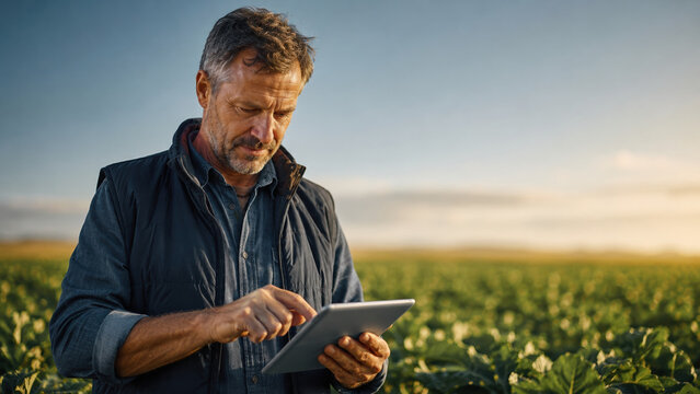 Farmer Using Tablet in Field
