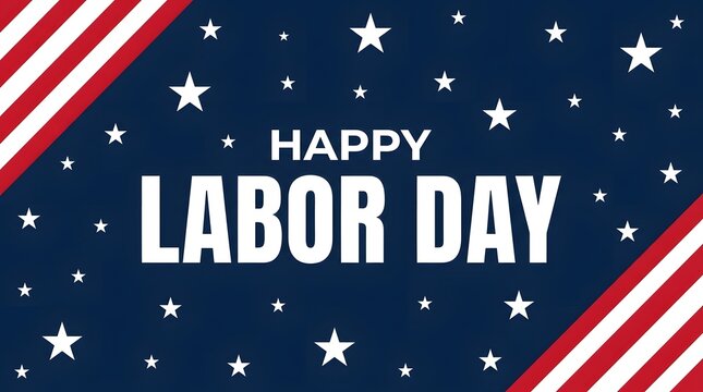 Happy labor day celebration with patriotic stars and stripes