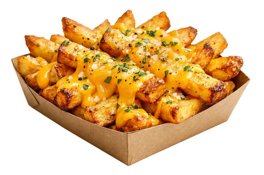 Loaded Cheesy Bacon Fries Isolated on Transparent Background for Appetizer Menu Display