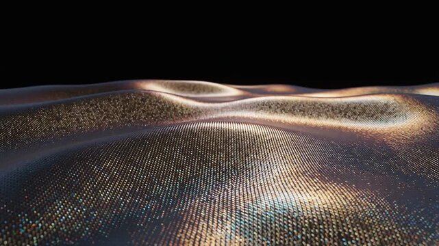 Glowing mesh wave flowing in dark empty space 暗闇のメッシュウェーブ ループアニメーション　フルHD