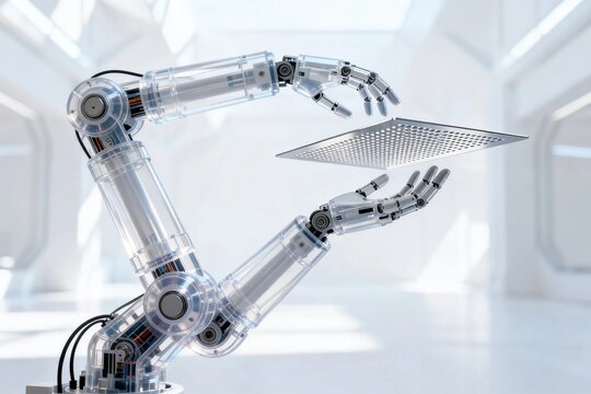 Transparent Robotic Arm Reaching for Metal Plate