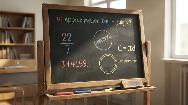 Chalkboard Easel with Pi Approximation Day Lesson Plan