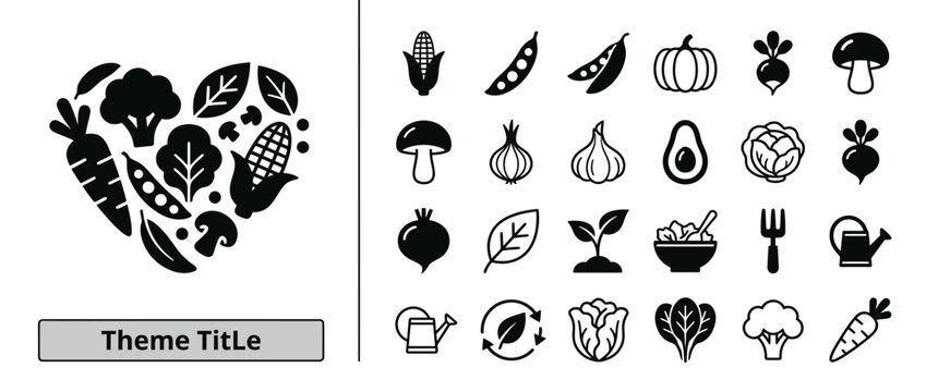Vegetable and Healthy Food Icon Set