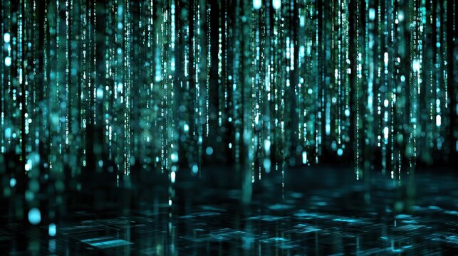 Digital rain of binary code abstract technology background