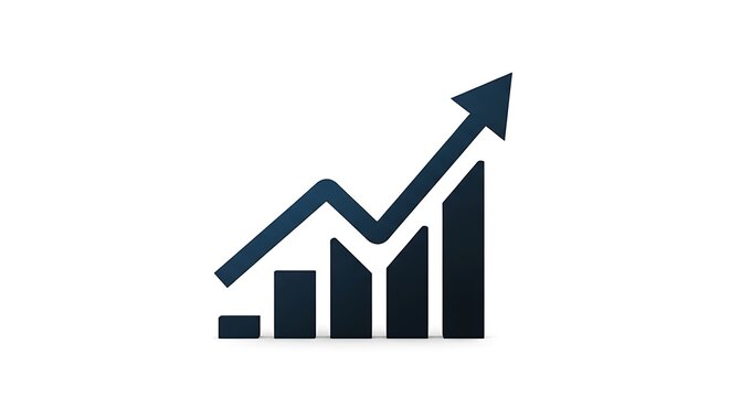 Simple growing bar chart with arrow icon business growth business development positive trend financial success increasing progress business statistics performance positive