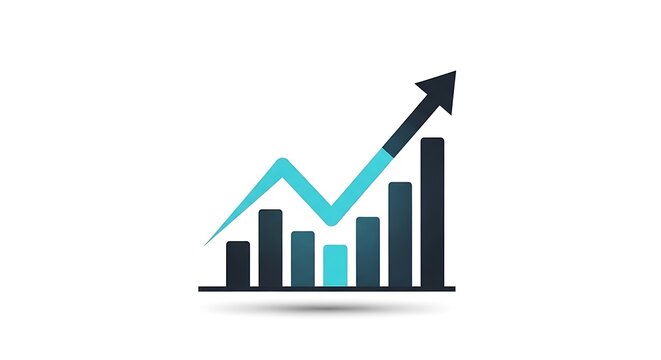 Simple bar chart with upward trending line business increase analysis performance progress development statistics strategy planning economic investment ascending corporate