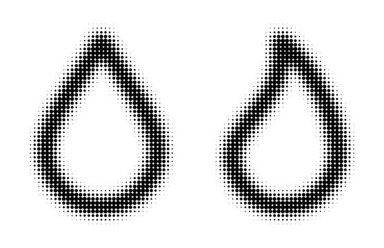 Water Oil Blood Line Dotted Halftone Effect Vector Illustration Set