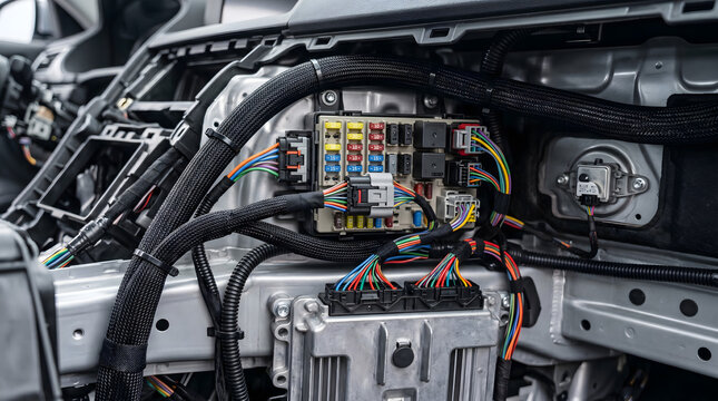 Advanced Vehicle Electrical Wiring System Close Up