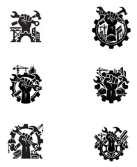 Naklejka premium vector illustration set of labor day silhouette designs, isolated on white