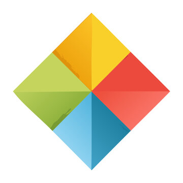 Colorful diamond divided into four quadrants