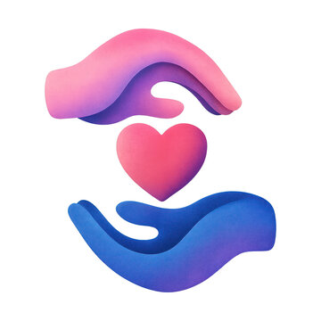 PNG Gradient hands holding heart