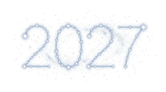 Sparkling starry 2027: glittering new year design with cosmic brilliance