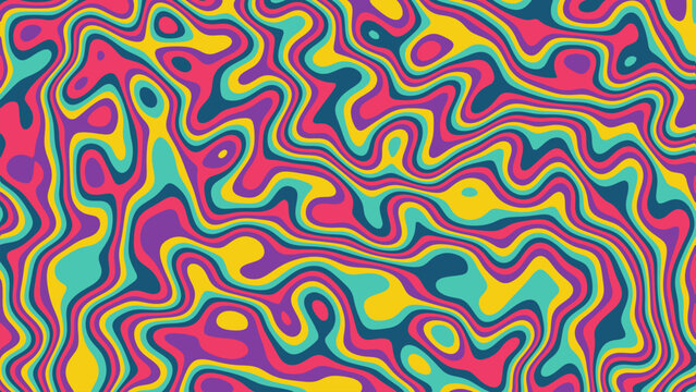 Psychedelic Background Abstract Fluid Colorful Irregular Shape line Vector Illustration 
