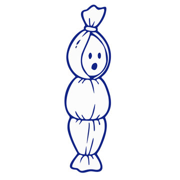 Cute Chibi Indonesian Ghost Pocong Shrouded Spirit Navy Blue