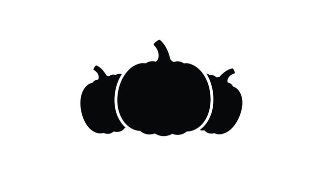 Silhouette illustration of three pumpkins in a row.