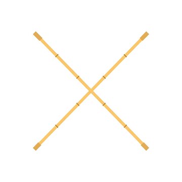 Two crossed bamboo sticks vector illustration