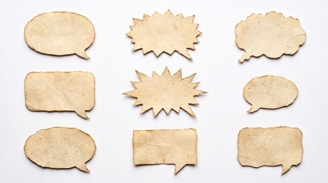 Set of vintage paper speech bubbles for messages