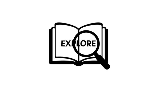Open Book with Magnifying Glass Explore Icon Vector for Search, Learning and Education