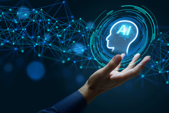Agentic AI autonomously executing tasks and orchestrating workflows in enterprise network. Businessman holding AI hologram.