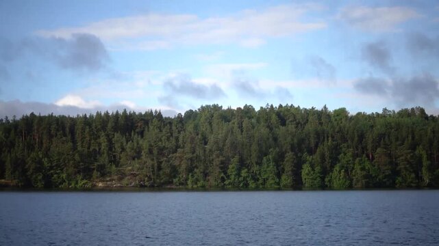Stockholm, Sweden A view from a speeding motorboat on Lake Malaren.