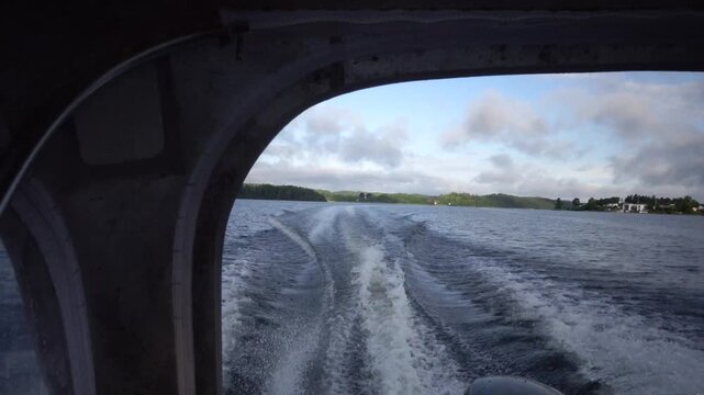 Stockholm, Sweden A view from a speeding motorboat on Lake Malaren.  