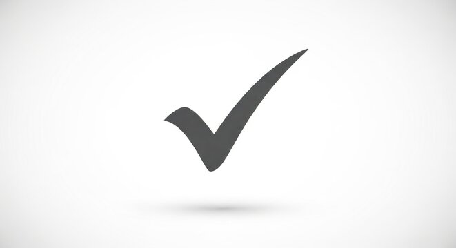 A large gray checkmark on a white background with a subtle shadow underneath