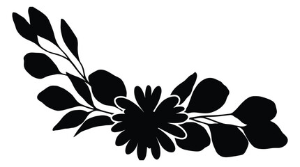 Black silhouette of beautiful flower arrangement with eucalyptus leaves isolated on transparent background for wedding invitation card designs. © MST DESIGN