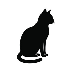Black cat silhouette, feline icon, pet vector, animal shape isolated on White Background silhouette © Hasina