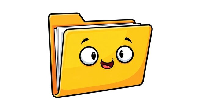A cheerful cartoon file folder with a smiling face and wide eyes