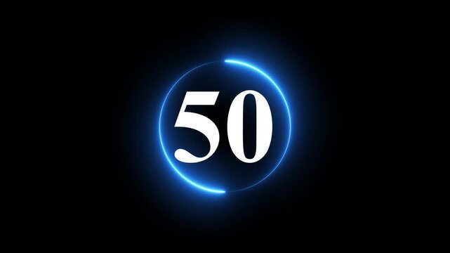 Countdown timer from 55 to 0 with a blue neon circle effect.