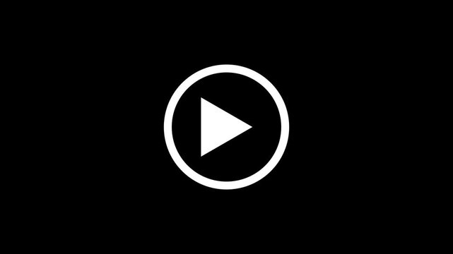 Minimalist white play button symbol animating inside a simple circular white frame.