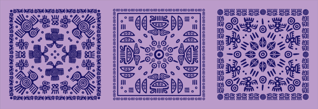 aztec mexican native bandana art