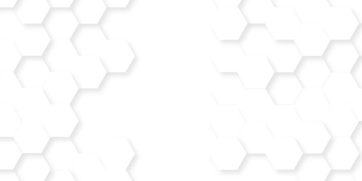 White hexagon bee cube element grid tiles emboss seamless pattern white paper texture futuristic business. vector honeycomb web banner texture background.