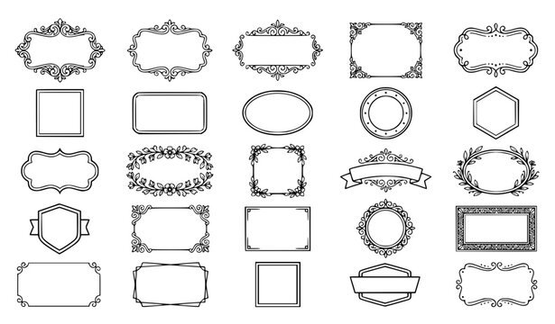 Elegant Outline Frame Collection Vector Set EPS10