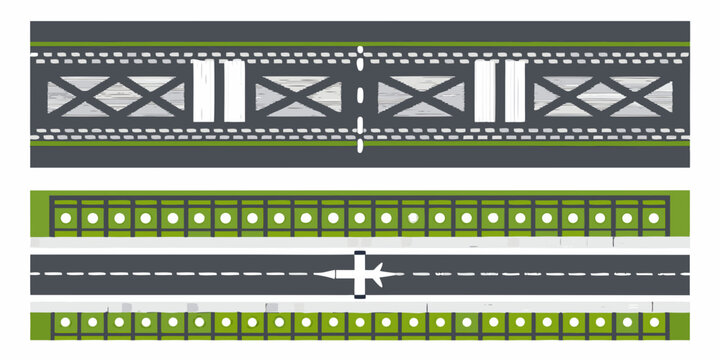 Railroad Track Illustration With Overhead Catenary System Vector Graphic