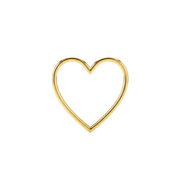 ultra-photorealistic macro shot of a delicate 24k gold minimalist heart outline isolated on a seamless transparent studio background with soft volumetric lighting, luxurious purity concept