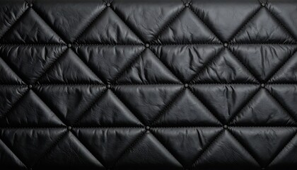 Fototapeta premium Quilted black leather texture with diamond pattern, subtle gloss, and texture details, luxurious material surface, upholstery material, close-up, abstract background