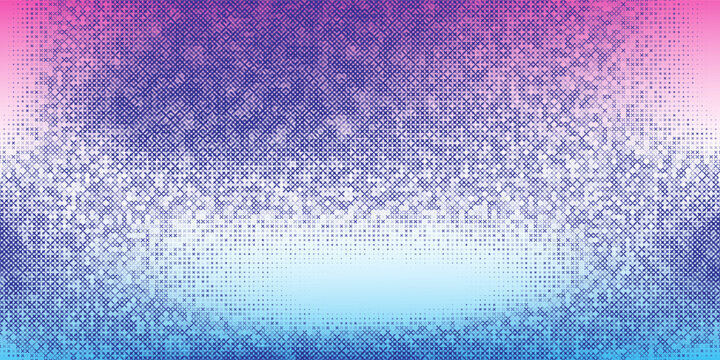 Pixel wave pattern background. Arcade game 8 bit backdrop. Vector halftone gradation retro illustration. Y2k purple gradient bg