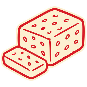 Indonesian Tempe Fermented Soybean Cake Flat Icon Vector