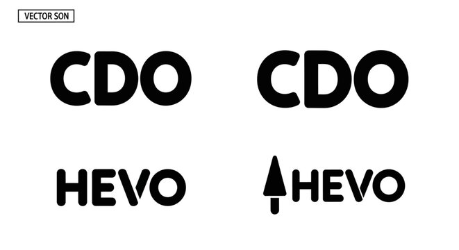 Bold Black Text "CDO" and "HEVO" Over White Background, Vector Son Logo