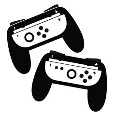 Pair of Black and White Game Controller Vector Illustration Isolated on White Background © Sukma