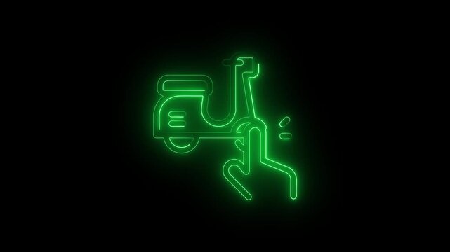 Vibrant blue neon delivery scooter icon featuring a professional courier riding a classic style