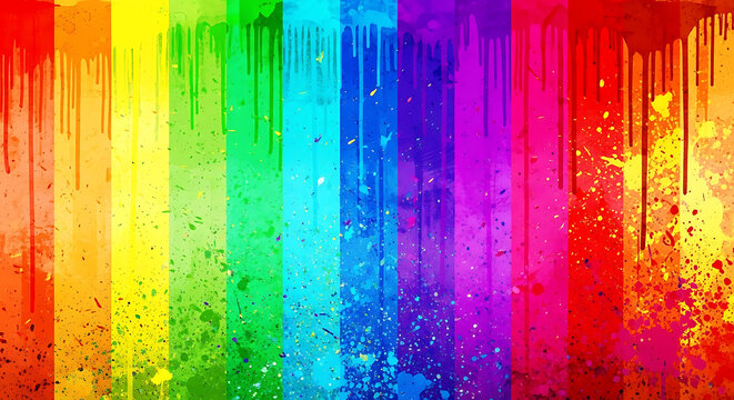Rainbow vertical paint drips background with colorful splatters multi colored background dripping splatter abstract colorful artistic spectrum creative watercolor
