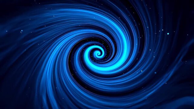 Blue spiral light pattern in dark space