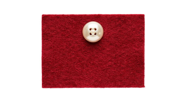Smiley Face Button on Red Felt Fabric.