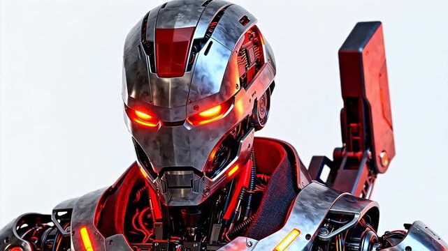 Closeup of a futuristic robot head