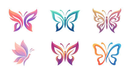 Naklejka premium Multicolored Butterfly Icons Set Graphic.