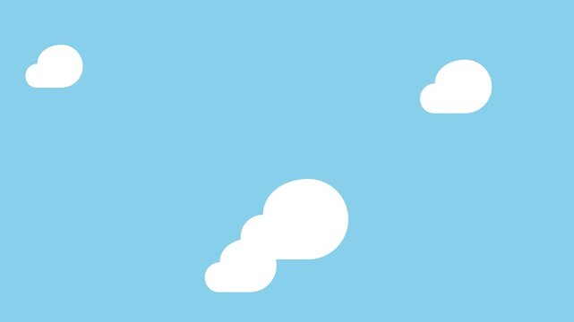 Animated white clouds moving across a bright blue sky background