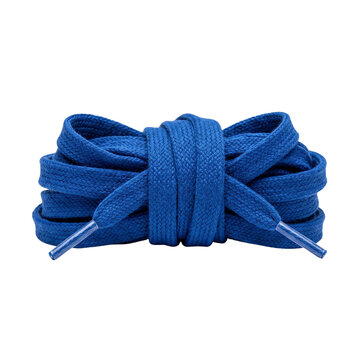 Vibrant Blue Shoelaces Tied in a Knot - Isolated on White Background