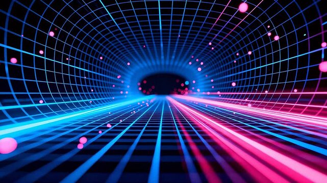 Futuristic tunnel with neon lights